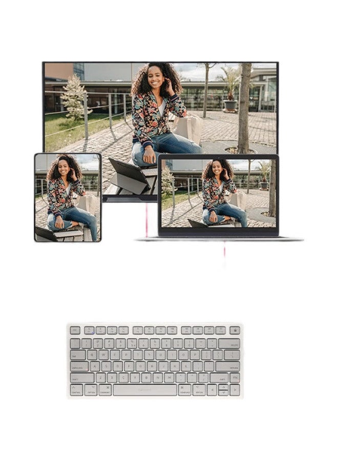 Cherry Kw7100 Mac Keyboard Mini Wireless Slim Business Office Home Portable Mini Apple Keyboard Bluetooth Three-Way Membrane Moonlight White - Image 1