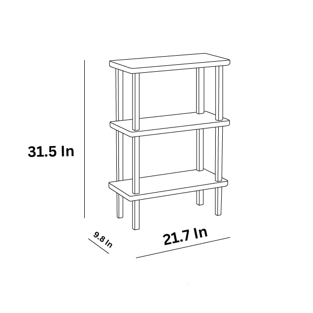 ODEJIA ODEJIA Modern 3Tier Shelving Unit for Organize Essentials in Living Room Bedroom HallWay Kitchen 217 x 98 x 315 Natural Finish  - Image 2