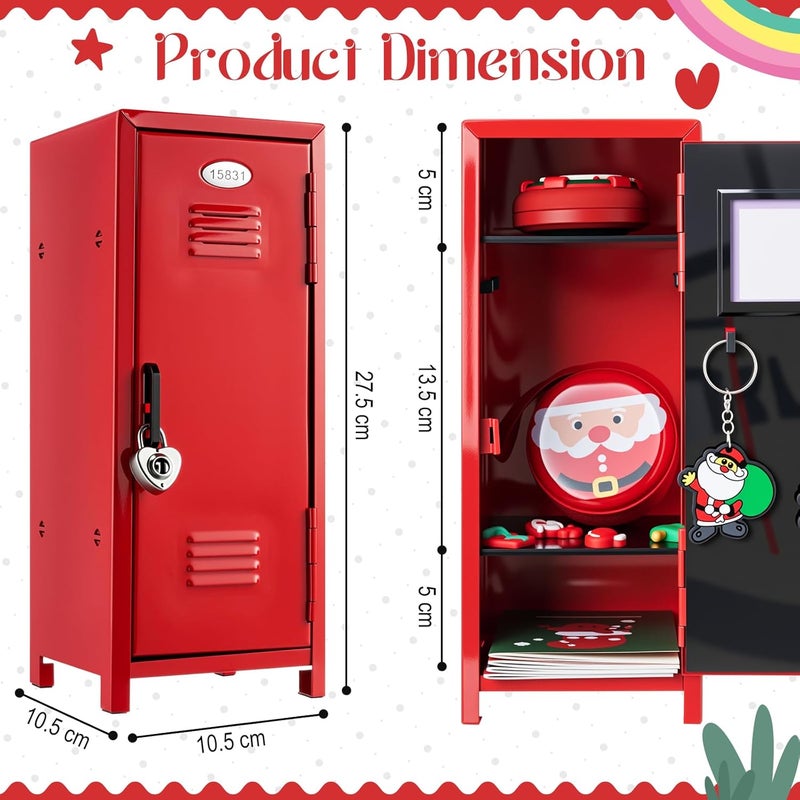 Vercraft 2 Pcs Mini Locker with Lock and 2 Keys 10.8 Inch Miniature Small Storage Locker Real Littles Cute for Back to School Desktop Bedroom Home Office Suppiles (Red) - Image 3