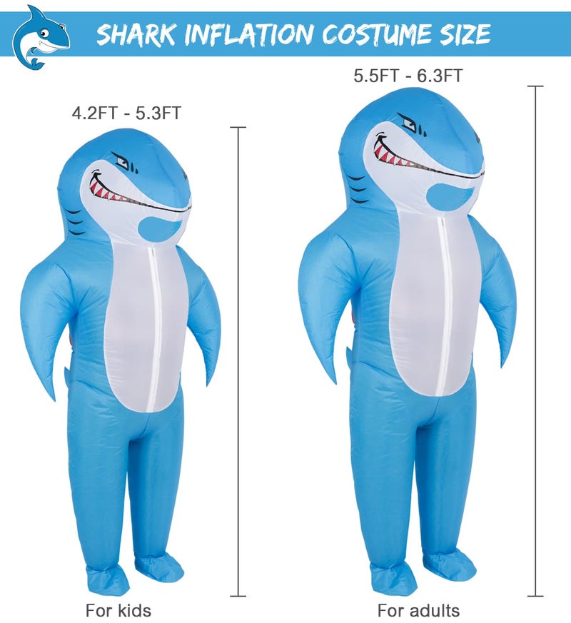 M MH ZONE Inflatable Shark Costume for Kids Blow-Up Funny Cosplay Suit for Halloween, Christmas, Carnival - Image 2