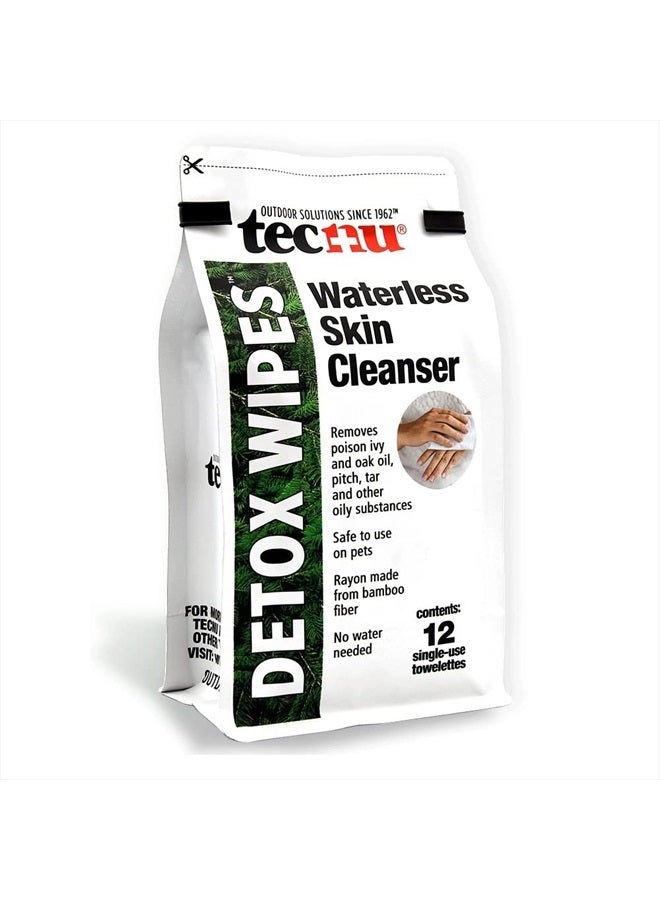 Tecnu مناديل ديتوكس، مناديل لسمّية اللبلاب، مناديل فردية كبيرة تزيل الزيت المسبب للطفح الجلدي من البشرة، بدون ماء، أيضًا لسمّية البلوط وسمّية السُمّاق، 12 قطعة - Image 1