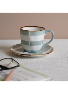 DANUBE HOME Akesha Cup And Saucer 200 Ml Fine Porcelain Stylish Cup and Saucer Elegant Tableware Tea Party Essentials For Home Kitchen & Dining Room Blue  - Image 1