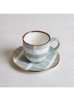DANUBE HOME Akesha Cup And Saucer 200 Ml Fine Porcelain Stylish Cup and Saucer Elegant Tableware Tea Party Essentials For Home Kitchen & Dining Room Blue  - Image 2