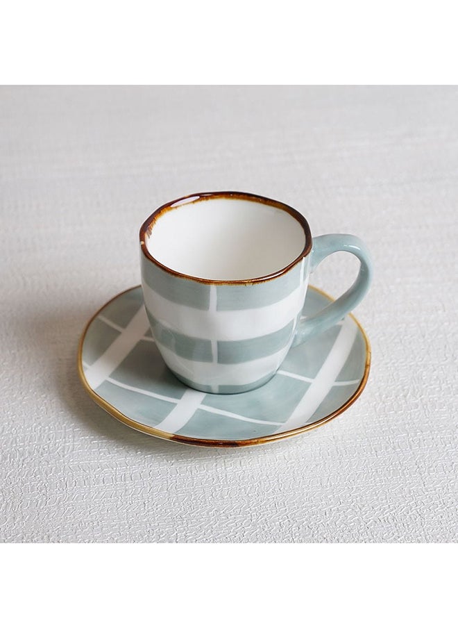 DANUBE HOME Akesha Cup And Saucer 200 Ml Fine Porcelain Stylish Cup and Saucer Elegant Tableware Tea Party Essentials For Home Kitchen & Dining Room Blue  - Image 2
