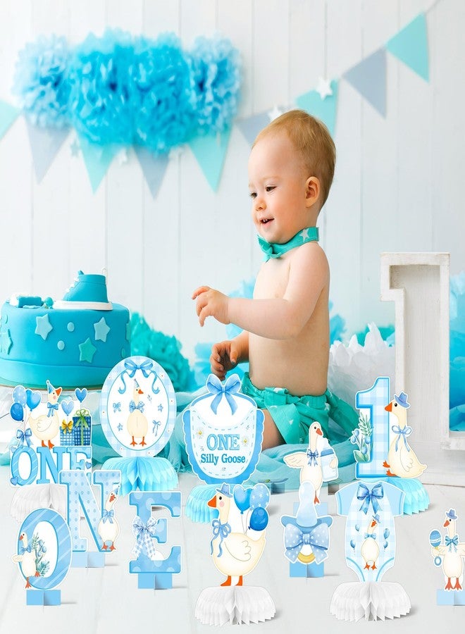 انجوليو هدية عيد الميلاد الشتوية من أنجوليو، 12 قطعة من قطع مركزية على شكل قرص العسل على شكل أوزة زرقاء، زينة طاولة حفلات عيد ميلاد الطفل الأول، قطع أوزة زرقاء، قطع قابلة للفتح للكشف عن جنس المولود، زينة طاولة حفلات الترحيب بالمولود - Image 5