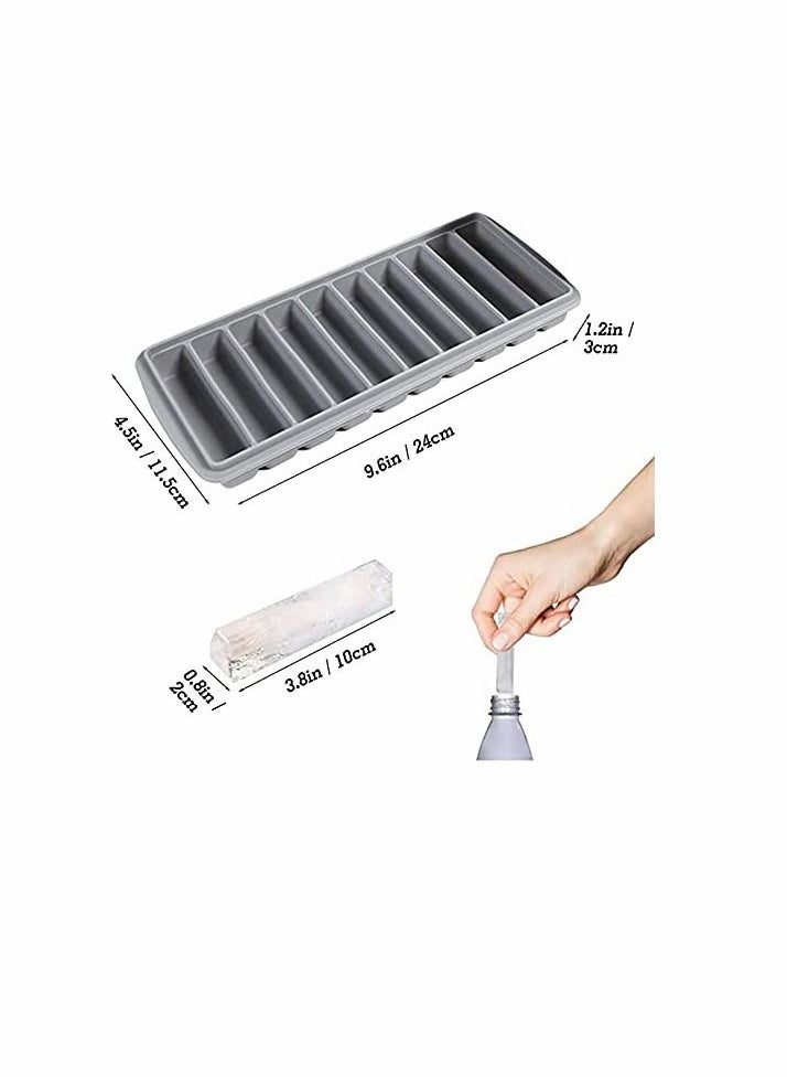 KASTWAVE - 2 PCS Narrow Ice Stick Cube Trays, Long Ice Stick Tray Silicone with Lid, Rectangular Narrow Stick, Reusable, Flexible, Easy Release, Ideal for Sports and Water Bottles, Juice Bottles, Parties - Image 1