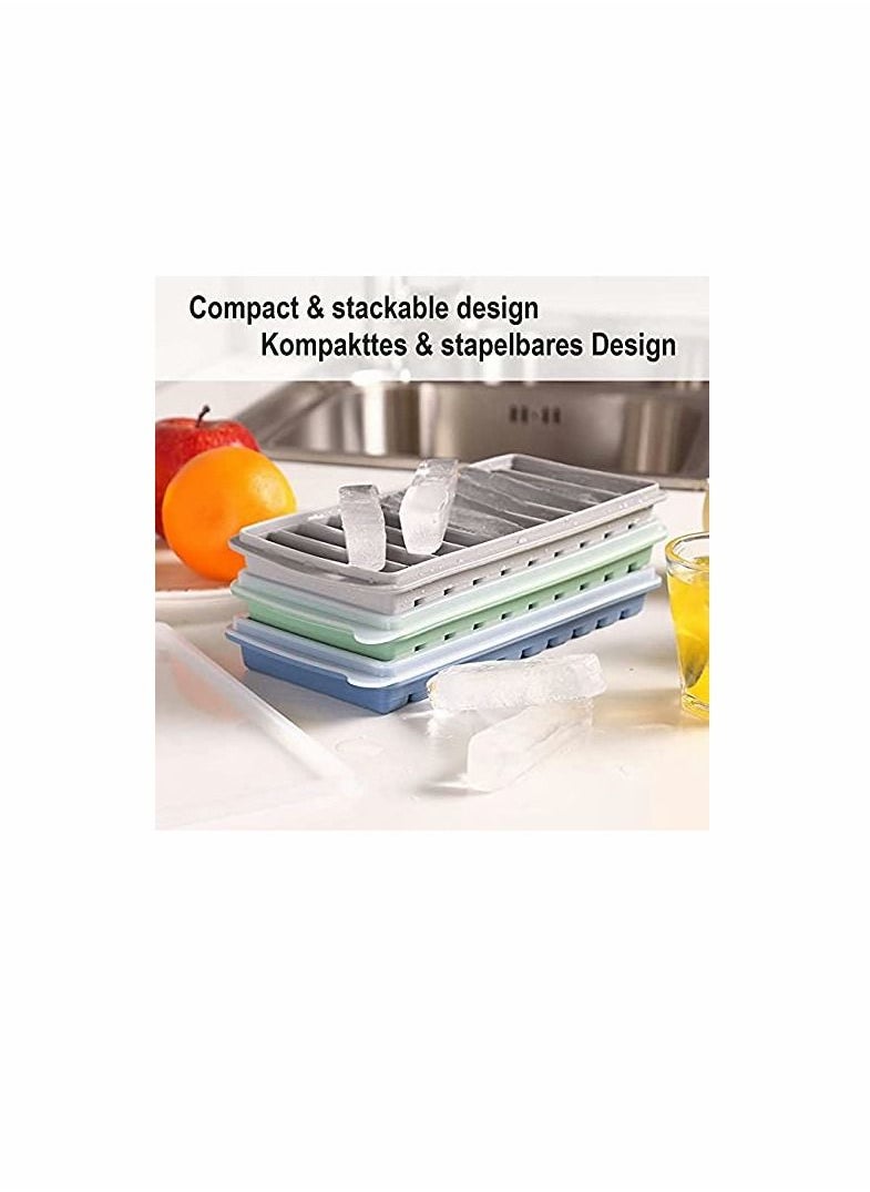 KASTWAVE - 2 PCS Narrow Ice Stick Cube Trays, Long Ice Stick Tray Silicone with Lid, Rectangular Narrow Stick, Reusable, Flexible, Easy Release, Ideal for Sports and Water Bottles, Juice Bottles, Parties - Image 1