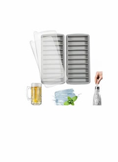 2 PCS Narrow Ice Stick Cube Trays, Long Ice Stick Tray Silicone with Lid, Rectangular Narrow Stick, Reusable, Flexible, Easy Release, Ideal for Sports and Water Bottles, Juice Bottles, Parties