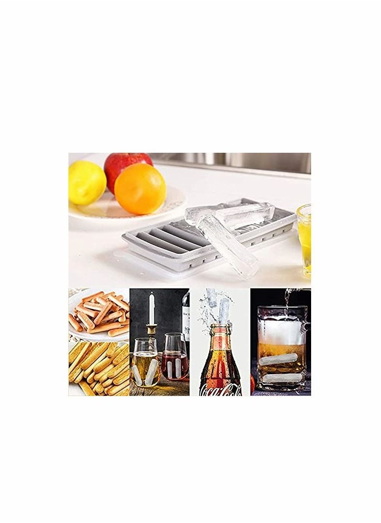 KASTWAVE - 2 PCS Narrow Ice Stick Cube Trays, Long Ice Stick Tray Silicone with Lid, Rectangular Narrow Stick, Reusable, Flexible, Easy Release, Ideal for Sports and Water Bottles, Juice Bottles, Parties - Image 1