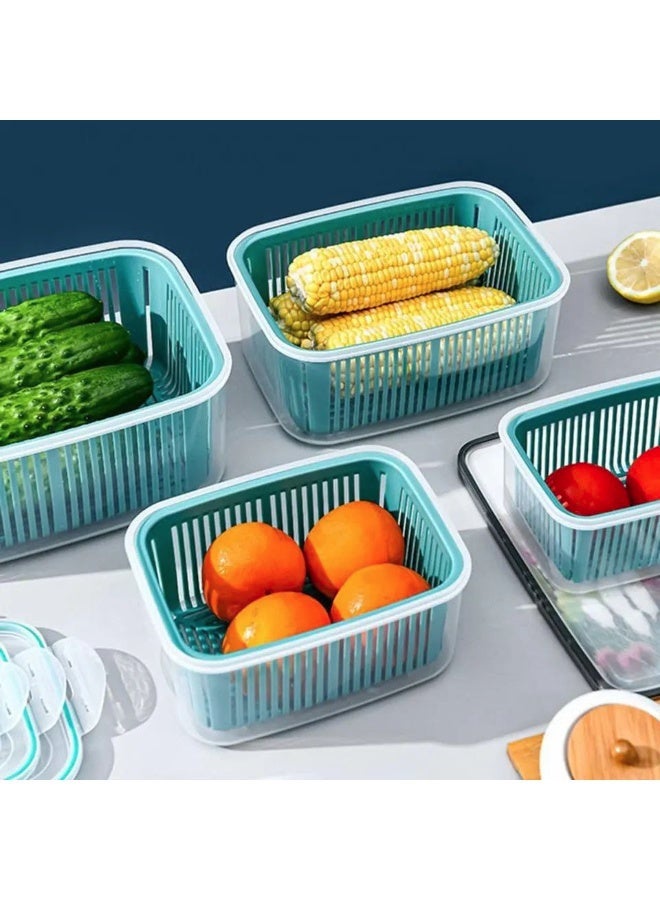 جولدن أروز طقم علب تلاجه 5*1 طقم علب ثلاجة بالمصفاة 5 قطع بلاستيك صحي الطقم 5 قطع مقاسات مختلفة مزوده ب مصفي بلاستيك ل تصفيه الخضروات او الفاكهه غطاء محكم الغلق غطاء بلاستيك بكلبسات مزودة بفتحات تهوية بتدخل غسالة الاطباق مقاسات مختلفة - Image 2