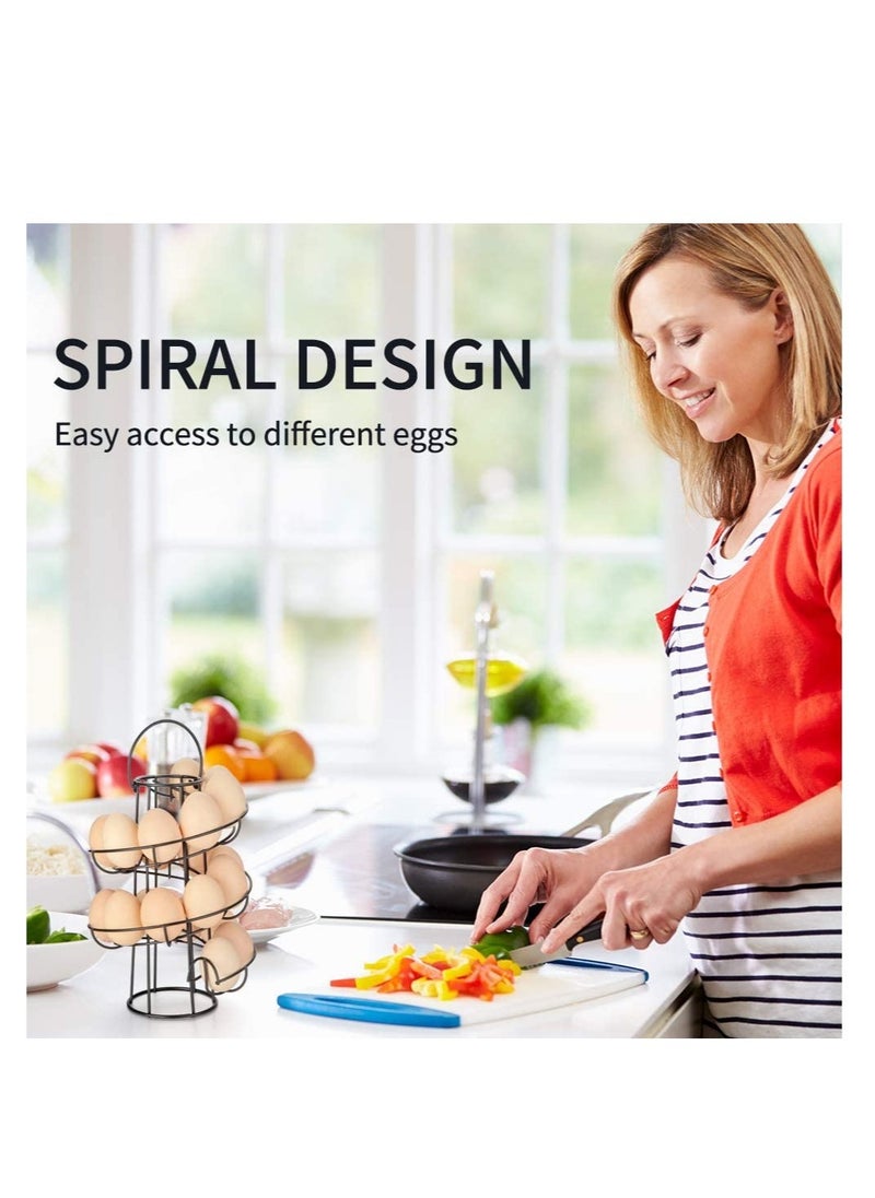 SYOSI Spiral Egg Skelter Dispenser Rack Metal Storage Holder Display Countertop Black  - Image 2