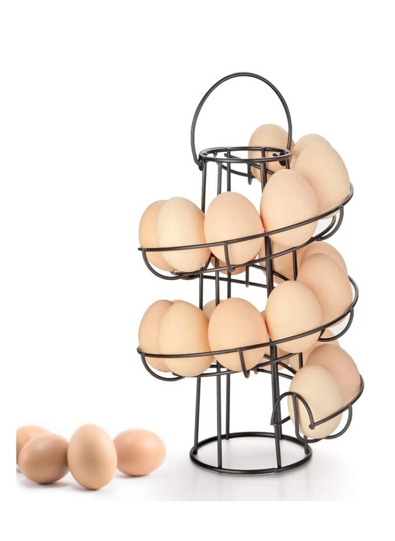 SYOSI Spiral Egg Skelter Dispenser Rack Metal Storage Holder Display Countertop Black  - Image 1