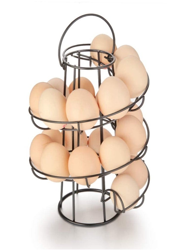 SYOSI Spiral Egg Skelter Dispenser Rack Metal Storage Holder Display Countertop Black  - Image 4