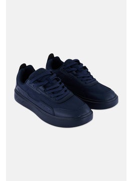 Men Brand Logo Lace Up Running Shoes, Navy