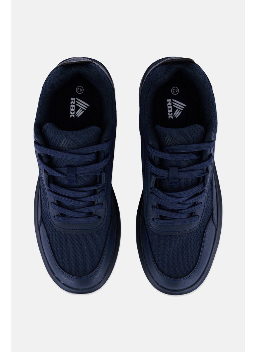 RBX - Men Brand Logo Lace Up Running Shoes, Navy - Image 1
