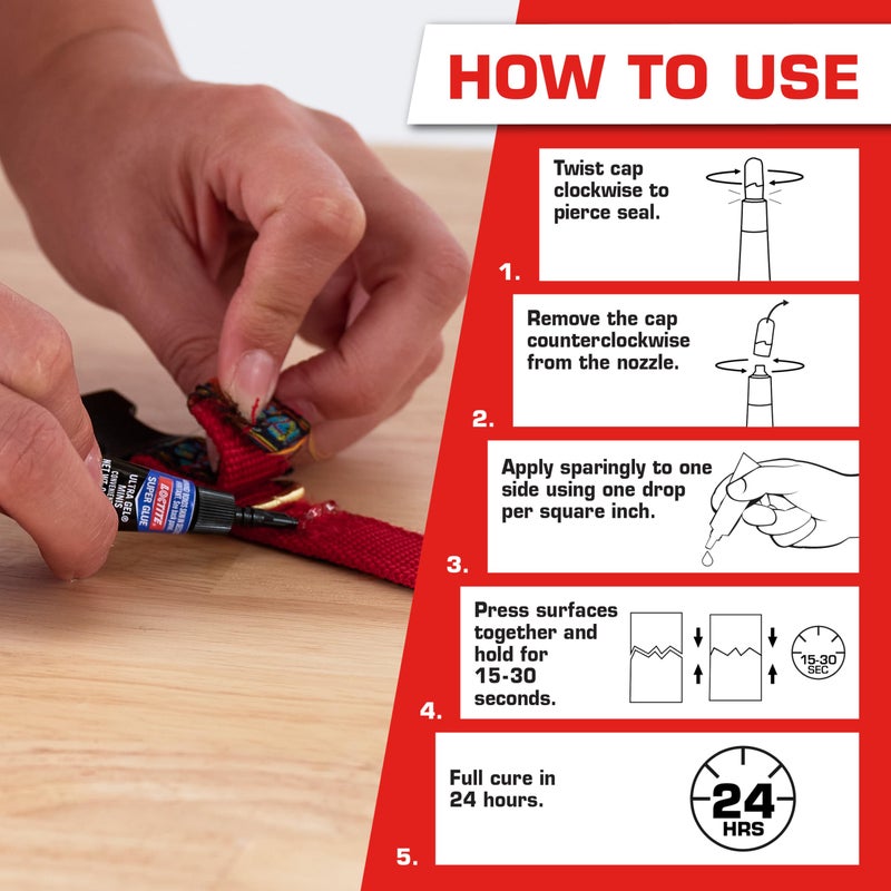 Loctite Super Glue Ultra Gel Minis, Clear, 0.03 fl oz Tube, 3 Pack - Superglue for Plastic, Wood, Metal, Crafts & Repair, Cyanoacrylate Adhesive Instant Glue, Quick Dry - Image 3
