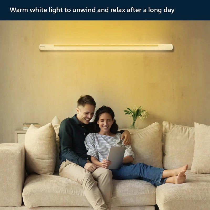 Philips Polycarbonate Twin Glow 25-Watt +25-Watt LED Up-Down Batten Tubelight (Pack of 3, 25W Yellow Uplight Relax Mode|White Downlight Work Mode) - Image 5