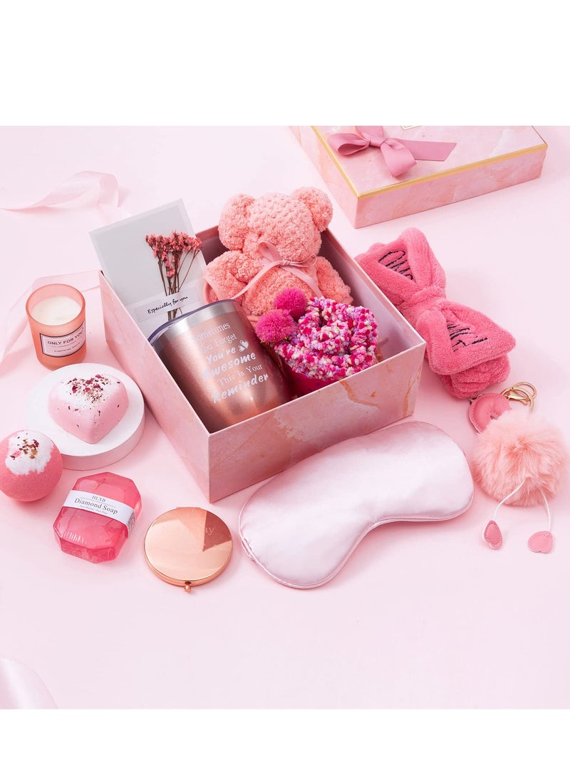 كينجمازي سلة هدايا للنساء - هدايا أعياد الميلاد للنساء، مجموعة هدايا للنساء تحتوي على 13 قطعة أفكار هدايا نسائية فريدة من نوعها ، صندوق هدايا للعناية بالنفس مريح للنساء الأم الزوجة الزوجة الأخت المقربة - Image 3