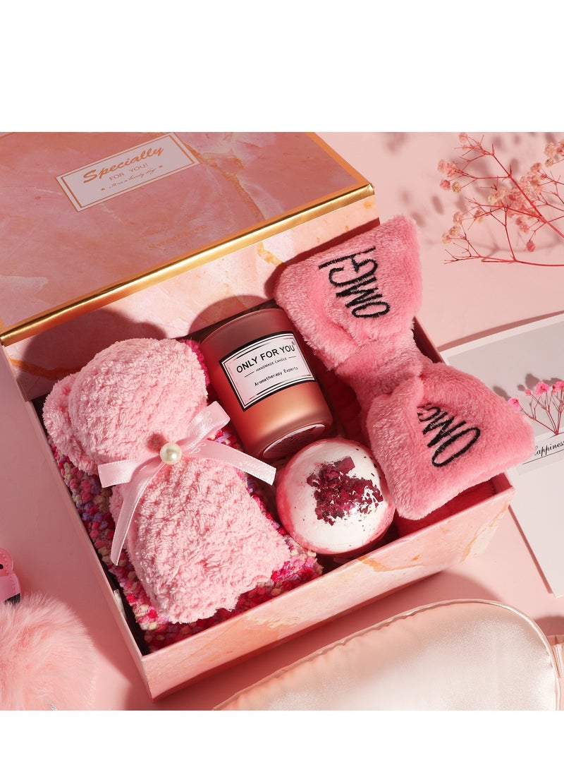 كينجمازي سلة هدايا للنساء - هدايا أعياد الميلاد للنساء، مجموعة هدايا للنساء تحتوي على 13 قطعة أفكار هدايا نسائية فريدة من نوعها ، صندوق هدايا للعناية بالنفس مريح للنساء الأم الزوجة الزوجة الأخت المقربة - Image 4