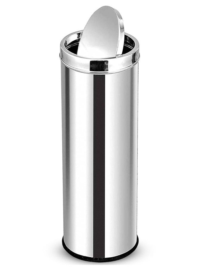 mofna Stainless Steel Swing lid dustbin, Garbage Bin, Trash Can, with removable lid For Home, Kitchen, Bathroom, Office & Commercial Use - 8x12 In -10 Liter, Silver, Pack of 1 - Image 1