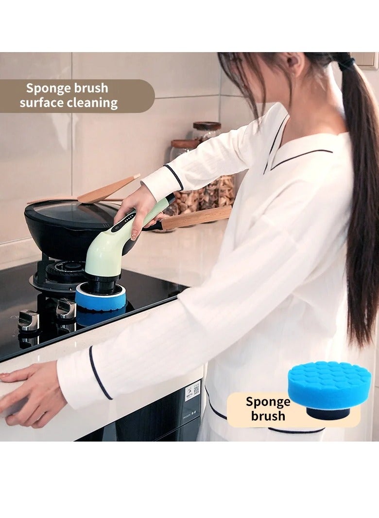 AROAQ Electric Spin Scrubber, Cordless Electric Cleaning Brush With 3 Replaceable Brush Heads, Digital Display Stable Speed Power Scrubber, Power Cleaning Brush For Bathroom Floor Tile Car, (Green 9 Heads)  - Image 5