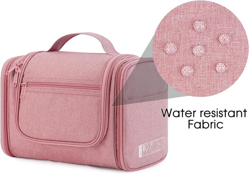 WANDF Large Hanging Toiletry Bag Travel Cosmetic Makeup Organizer Water-Resistant Shower Bathroom Bag for Women and Men (Dark Pink) - Image 5