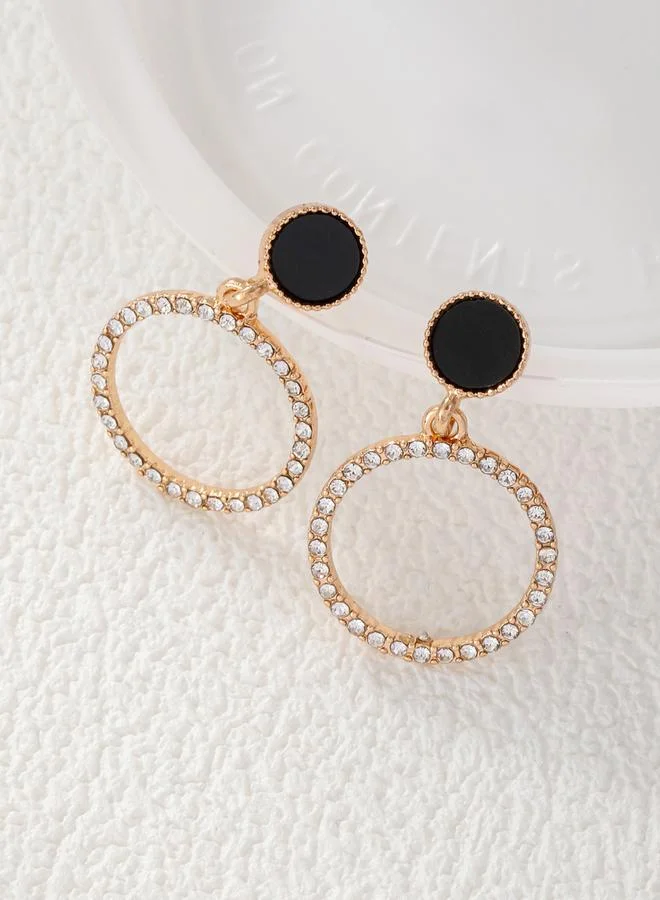Take Two Hoop Drop Rhinestone Earrings