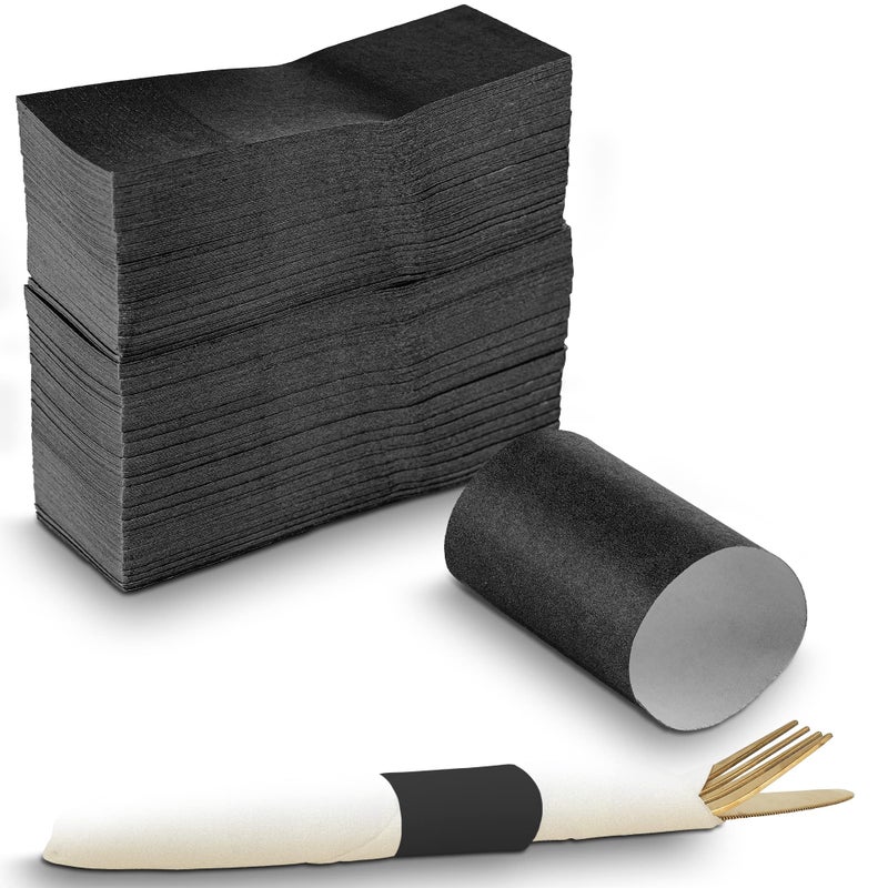MT Products MT Products Black SelfAdhering Bond Paper Napkin Band 15 x 425  Pack of 750 