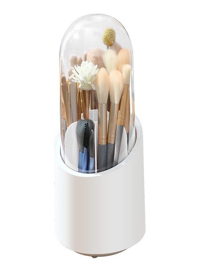 Fixily Rotating Cosmetic Brush Storage Box for Vanity Home Office Bedroom Dressing Table Bathroom Cabinet Cosmetic Brush Organizer Makeup Brush Holder Makeup Brushes Organizer with Lid - Image 1