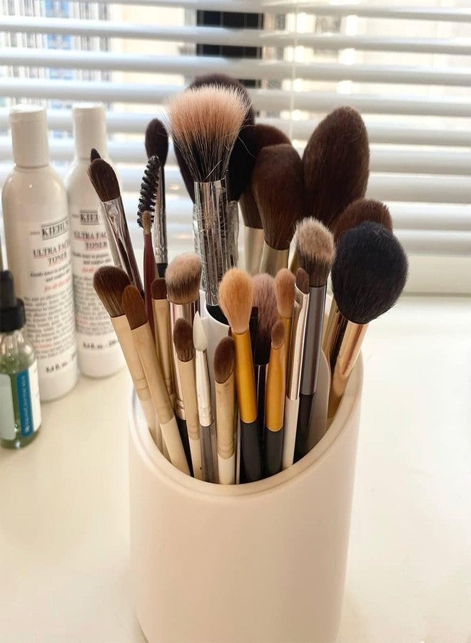 Fixily Rotating Cosmetic Brush Storage Box for Vanity Home Office Bedroom Dressing Table Bathroom Cabinet Cosmetic Brush Organizer Makeup Brush Holder Makeup Brushes Organizer with Lid - Image 4
