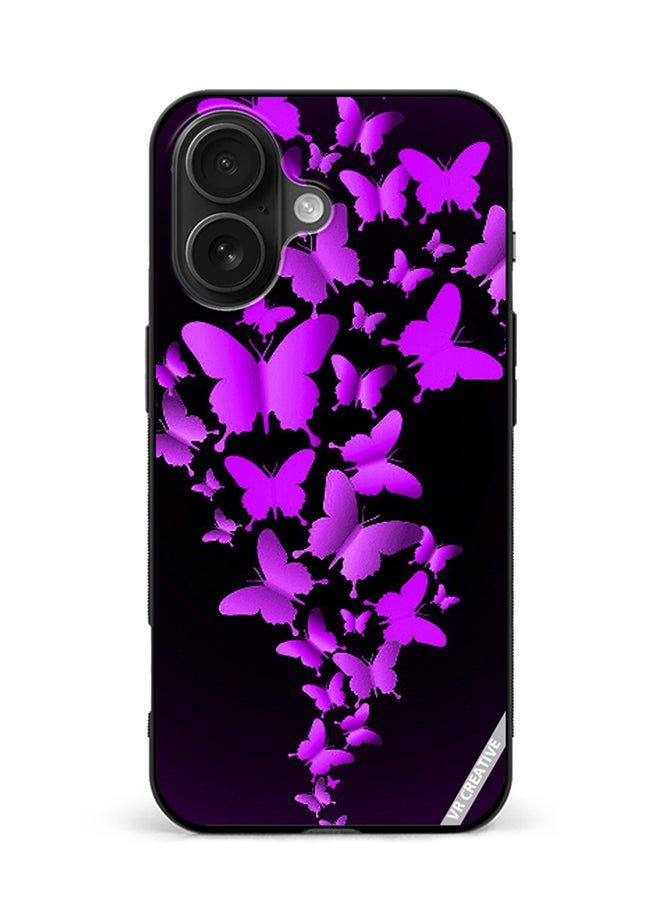 VR CREATIVE Protective Case Cover For Apple iPhone 16 Plus Purple Butterflies Design Multicolour