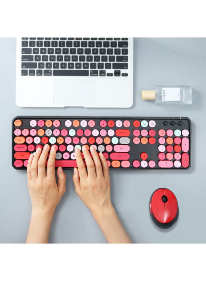 Mofii Sweet Wireless Retro Punk Keyboard And Mouse Set, Office Keyboard And Mouse Set, Mouse, Computer Keyboard, Laptop Keyboard, Black Mixed Color - Image 2