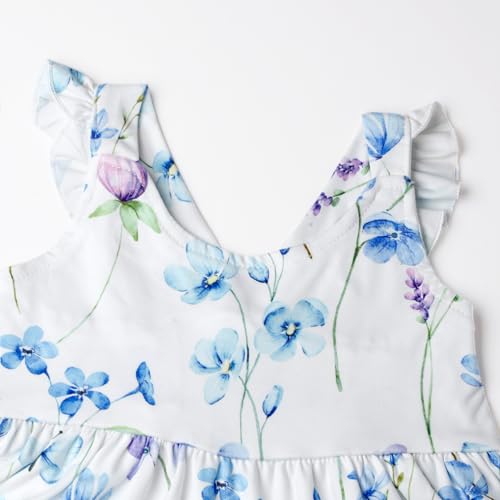 RETSUGO Girl Flower Dress Tiered Flutter Sleeve Summer Clothes Toddler Easter Outfit Kids White Wedding Floral Dresses 2-3 Years - Image 5