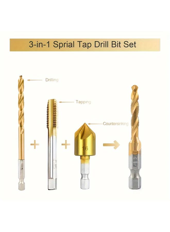 13pcs Drill Bit Tap Set with Quick Change Adapter for Drilling Threading and Reaming - Image 3