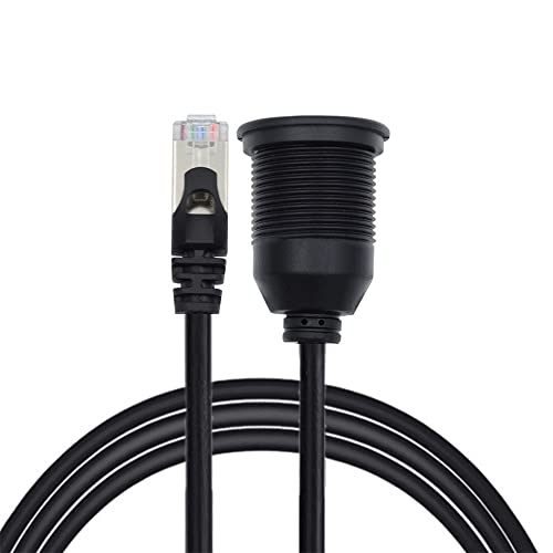 NFHK 1m Waterproof Dustproof Screw Locking CAT6 RJ45 Male to Female LAN Ethernet Network Extension Cable Car Panel Mount Design - Image 1