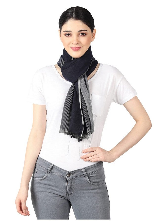 Flyer Women's stole/scarf Colour- Navy Blue & Grey stylish 100% soft viscose ethnic scarves pack of 1 ST-07 - Image 2
