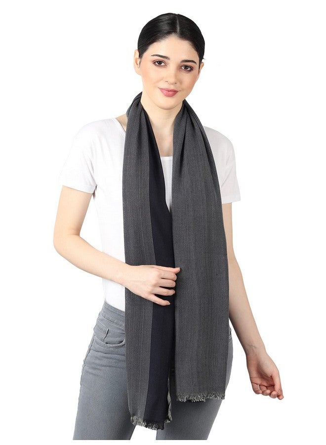 Flyer Women's stole/scarf Colour- Navy Blue & Grey stylish 100% soft viscose ethnic scarves pack of 1 ST-07 - Image 1