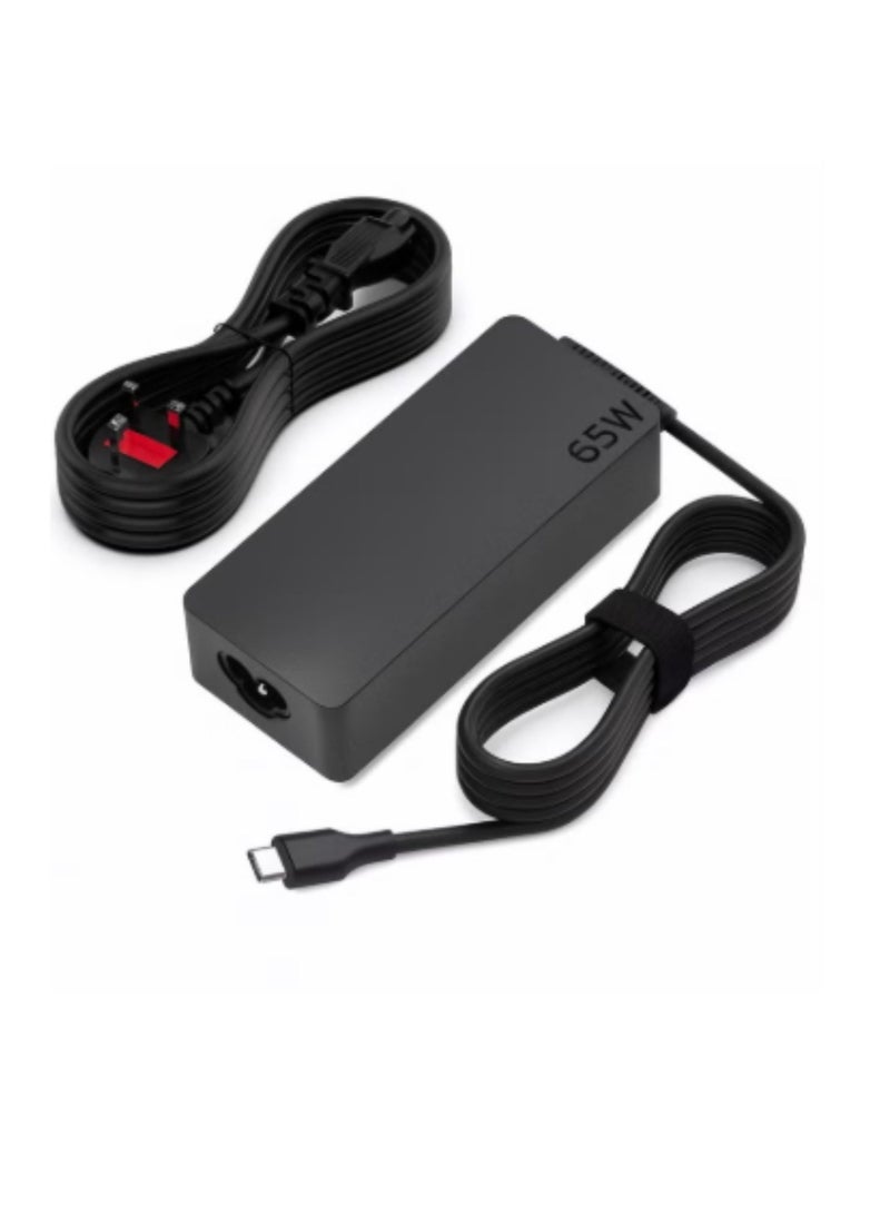 Terabyte 65W USB-C Fast Laptop Charger - Power Adapter Replacement Compatible with Lenovo ThinkPad, Dell XPS, HP Spectre, MacBook Air & All Type-C Laptops (3-Pin UK Plug) - Image 1