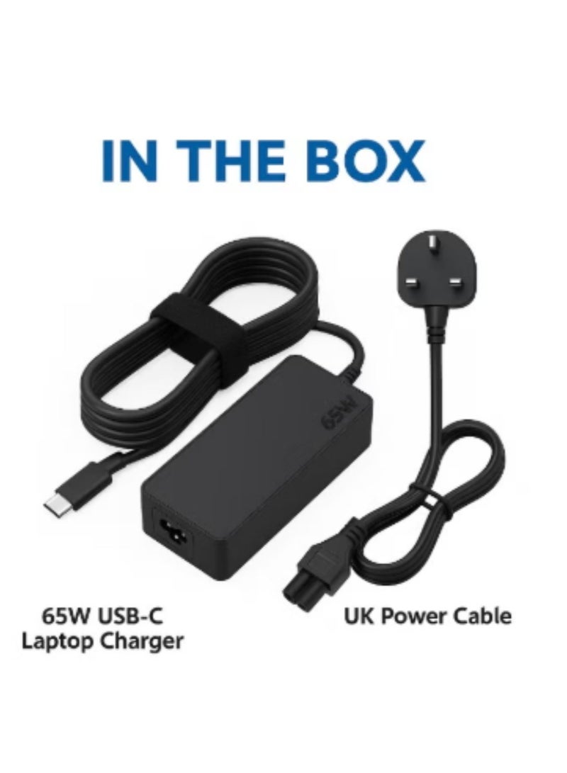Terabyte 65W USB-C Fast Laptop Charger - Power Adapter Replacement Compatible with Lenovo ThinkPad, Dell XPS, HP Spectre, MacBook Air & All Type-C Laptops (3-Pin UK Plug) - Image 2