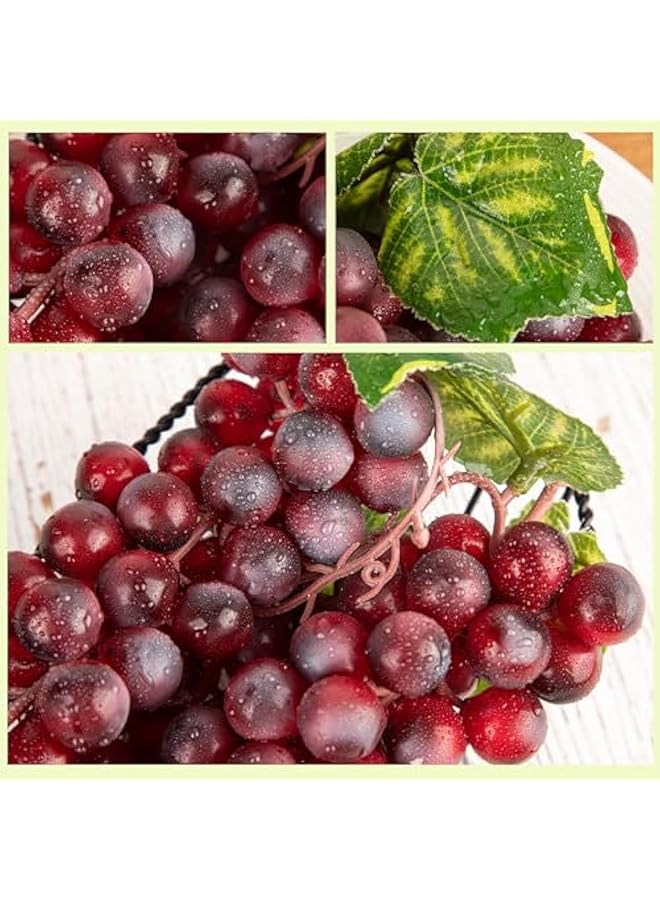 erorex 4 Bunches Artificial Red Grapes Cute Artificial Fruit Ornament Red Grapes Figurines Fake Lifelike Fruit Plastic Simulation Grapes For Wedding Home Kitchen Party Decor Photography Prop - Image 5