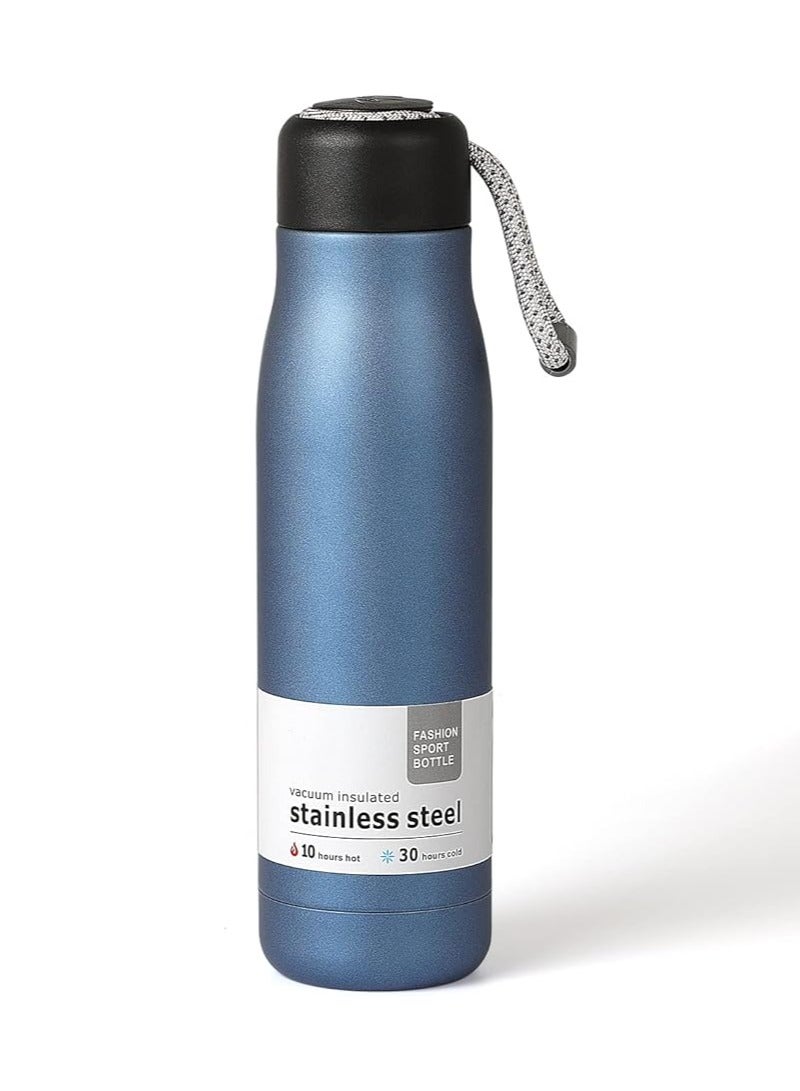 Steel Water Bottle 550ml Sealing Double Layer Vacuum BPA Free Environmentally Friendly Insulated Cup Keeps Hot or Cold Water(blue) - Image 1