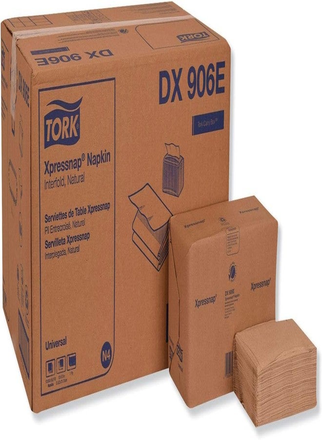 Tork DX906E Universal Xpressnap Dispenser Napkin, Interfold, 1-Ply, 8.5" Length x 13.0" Width, Natural, Green Seal Certified (Case of 12 Packs, 500 per Pack, 6,000 Napkins) - Image 1