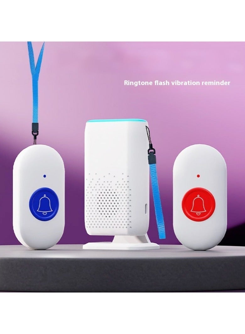 زر استدعاء التمريض اللاسلكي، جرس استدعاء، زر إنذار، نظام إضاءة الاستدعاء، مناسب للمنزل/كبار السن/المريض، نظام إنذار الممرضات، 2 جهاز إرسال مقاوم للماء، 1 جهاز استقبال محمول - Image 1