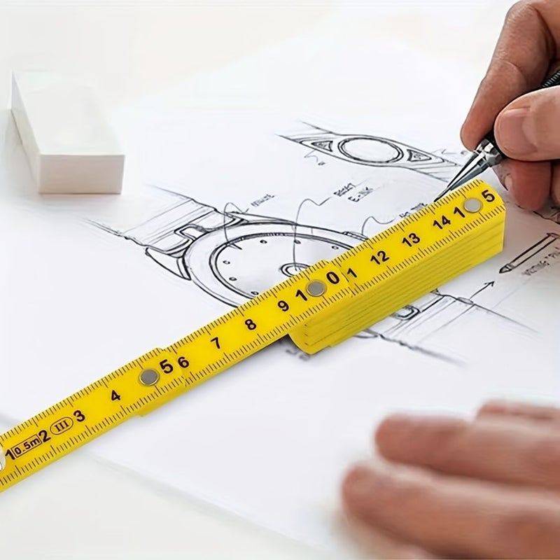 White 50cm Multifunctional Folding Ruler with Keychain Compact Portable Measuring Tool for Students - Image 2