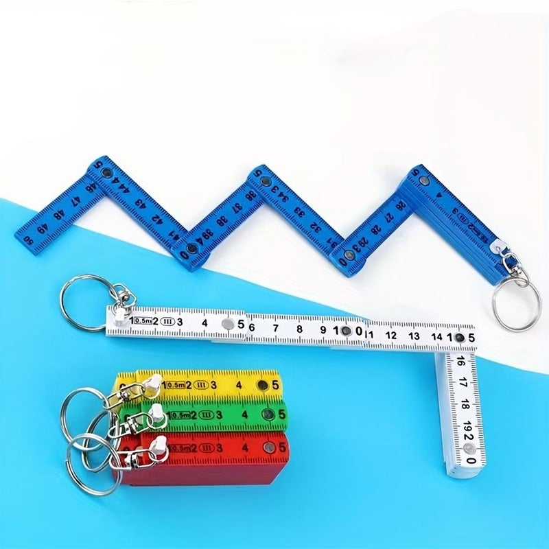 White 50cm Multifunctional Folding Ruler with Keychain Compact Portable Measuring Tool for Students - Image 4