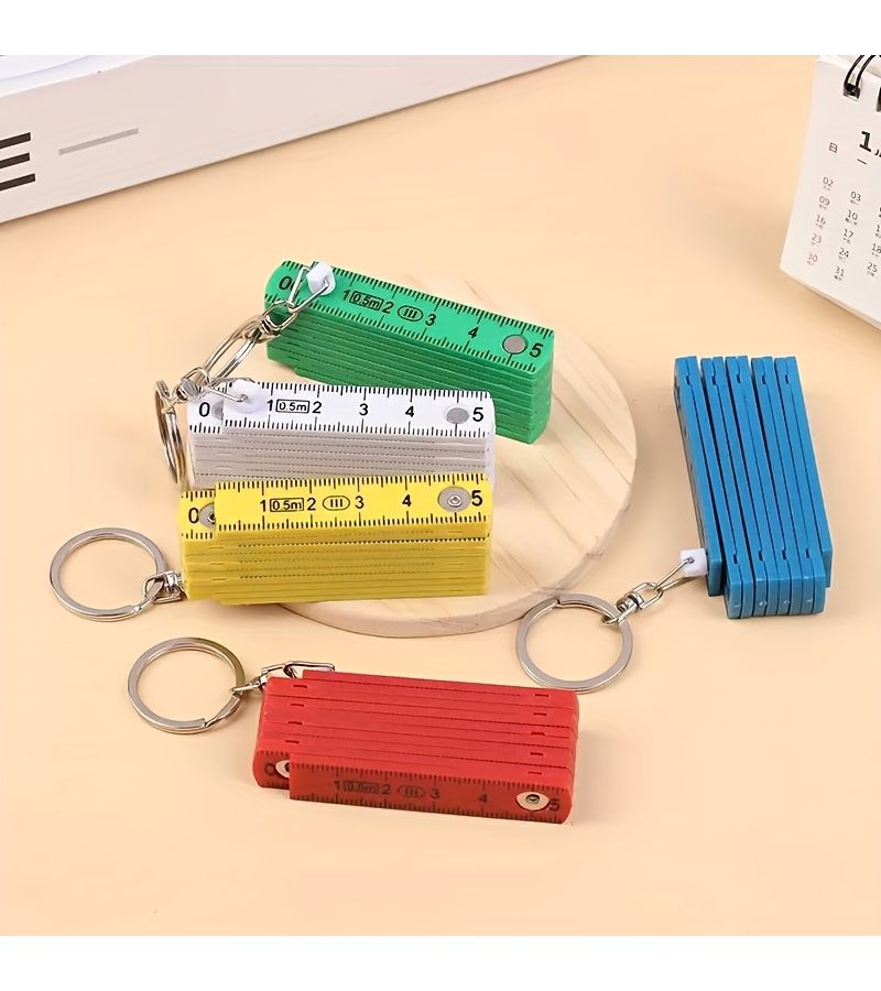 White 50cm Multifunctional Folding Ruler with Keychain Compact Portable Measuring Tool for Students - Image 5