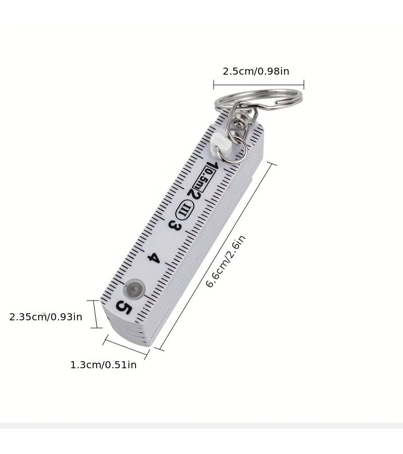 White 50cm Multifunctional Folding Ruler with Keychain Compact Portable Measuring Tool for Students - Image 3