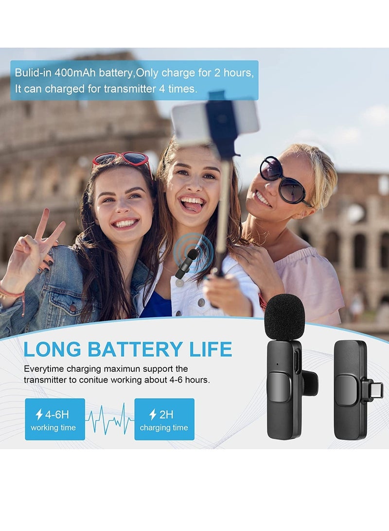 Wireless Lavalier Microphone for Type-C Phones – Plug-and-Play Wireless Mic with 2 Microphones for USB-C Android Phones, Ideal for Video Recording, Interviews, VlogsWireless Lavalier Microphone for Type-C Phones – Plug-and-Play Wireless Mic with 2 Microphones for USB-C Android Phones, Ideal for Video Recording, Interviews, Vlogs - Image 2