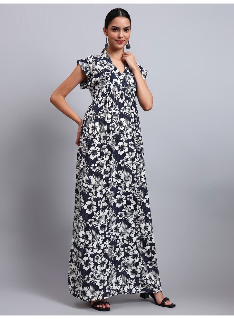 الايا جلابية قطنية مطبوعة بأكمام كاب للسيدات - Image 5