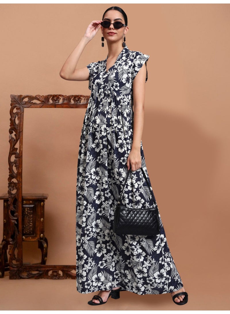 الايا جلابية قطنية مطبوعة بأكمام كاب للسيدات - Image 3